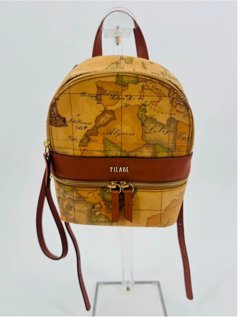 Alviero Martini 1A Classe Geo Map Print Small Backpack Beige Brown